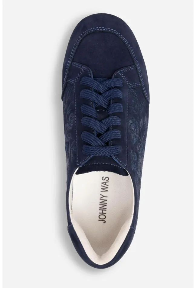Women Johnny Was Shoes Bianca Lace Up Sneaker Navy