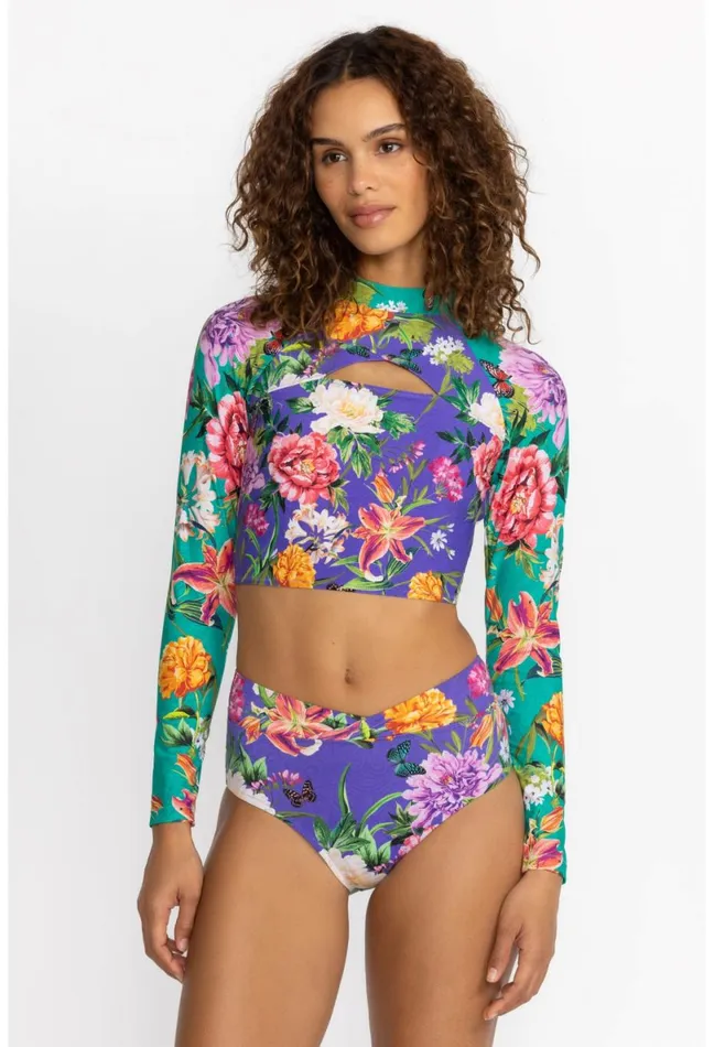 Women Johnny Was Swim and Resort Peacock Goza CutOut Crop Surf Shirt Peacock Goza Women Johnny Was Swim and Resort Peacock Goza CutOut Crop Surf Shirt Peacock Goza