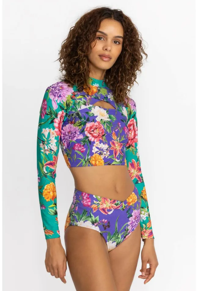 Women Johnny Was Swim and Resort Peacock Goza CutOut Crop Surf Shirt Peacock Goza Women Johnny Was Swim and Resort Peacock Goza CutOut Crop Surf Shirt Peacock Goza