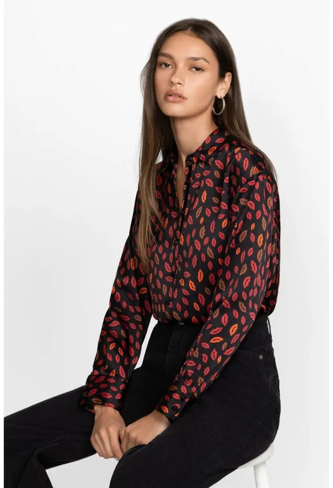 Women Johnny Was Tops Amora Boxy Charmeuse Shirt Amora