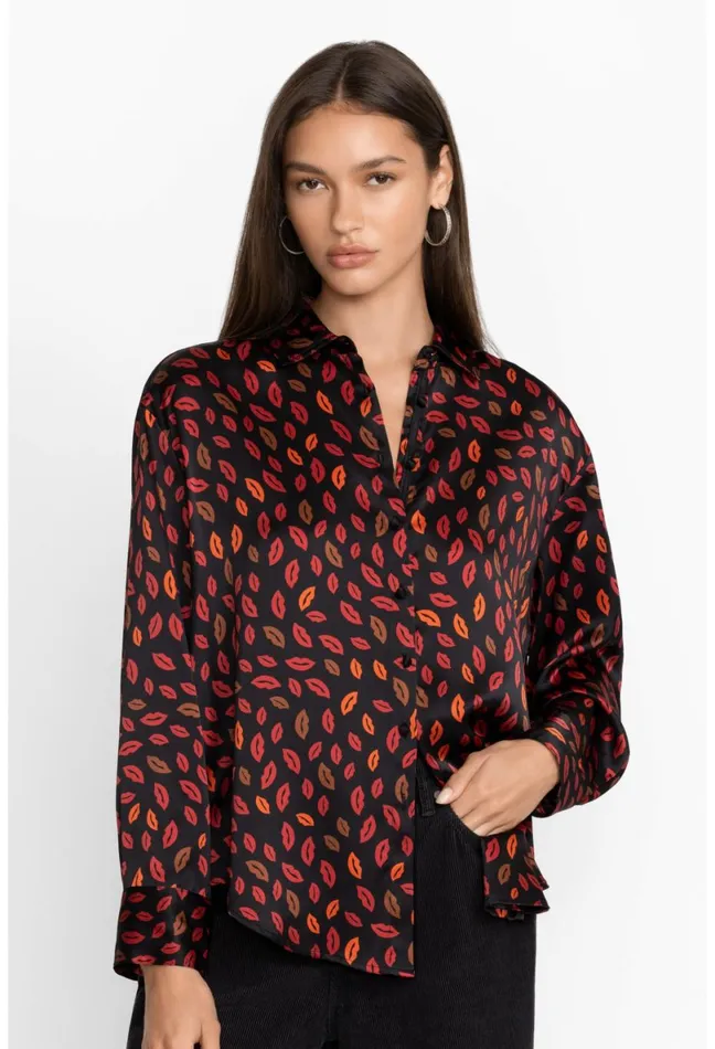 Women Johnny Was Tops Amora Boxy Charmeuse Shirt Amora