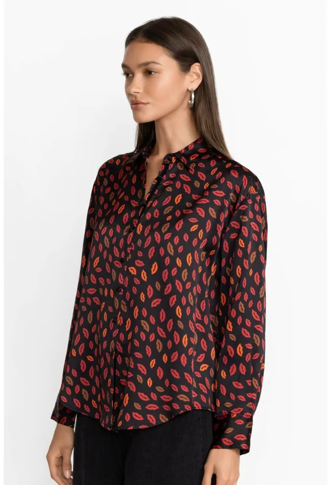 Women Johnny Was Tops Amora Boxy Charmeuse Shirt Amora