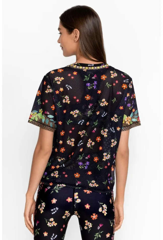 Women Johnny Was Tops Bee Active Short Sleeve Oversize Crop Tee Nani