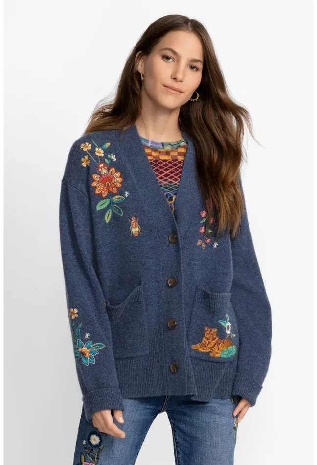 Women Johnny Was Tops Griffin Cardigan Blue