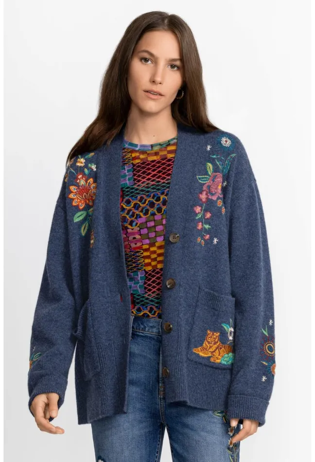 Women Johnny Was Tops Griffin Cardigan Blue