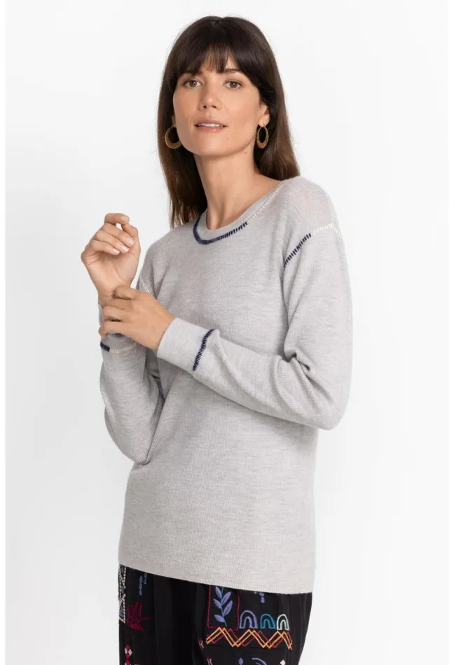 Women Johnny Was Tops Jj Pullover Gray