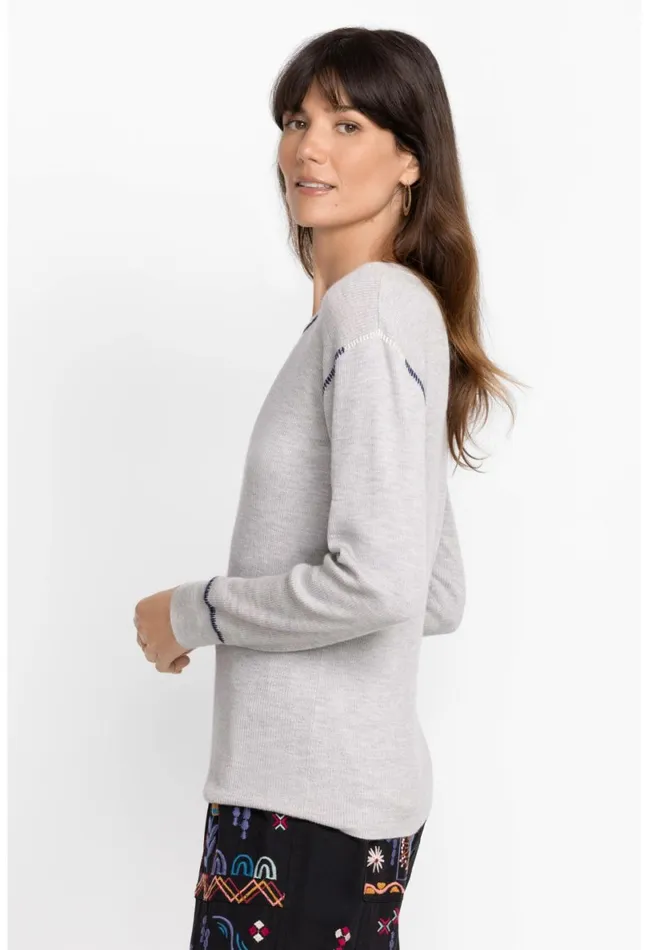 Women Johnny Was Tops Jj Pullover Gray