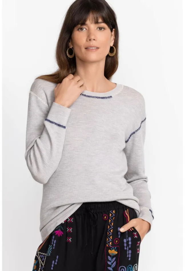 Women Johnny Was Tops Jj Pullover Gray
