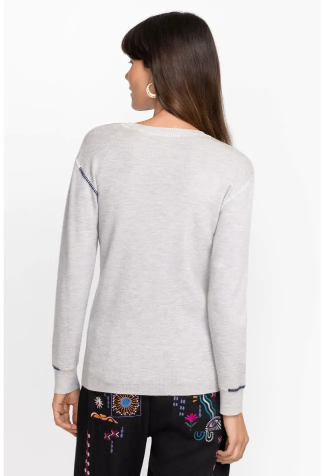 Women Johnny Was Tops Jj Pullover Gray