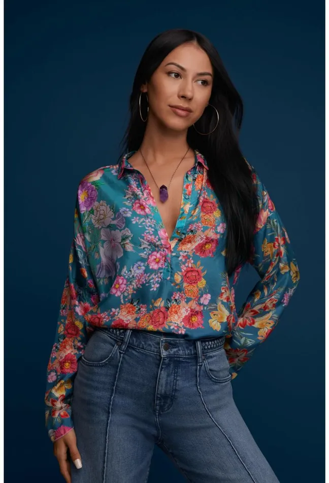 Women Johnny Was Tops Neutra Mara Blouse Multi