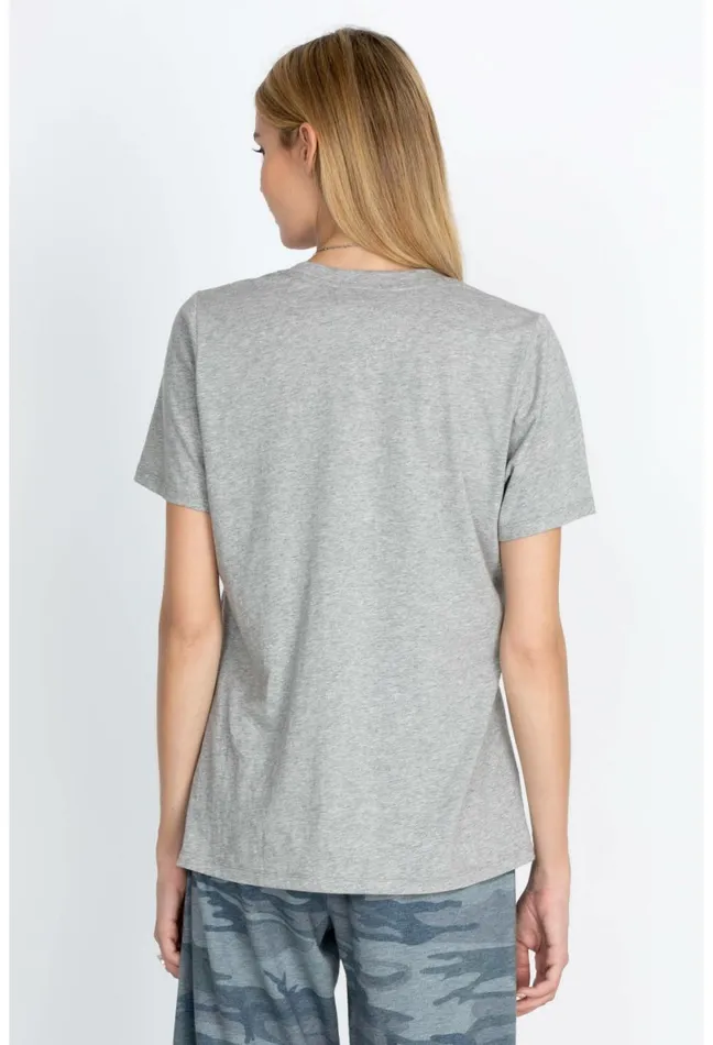 Women Johnny Was Tops SS VNeck Layering Tee Heather Grey