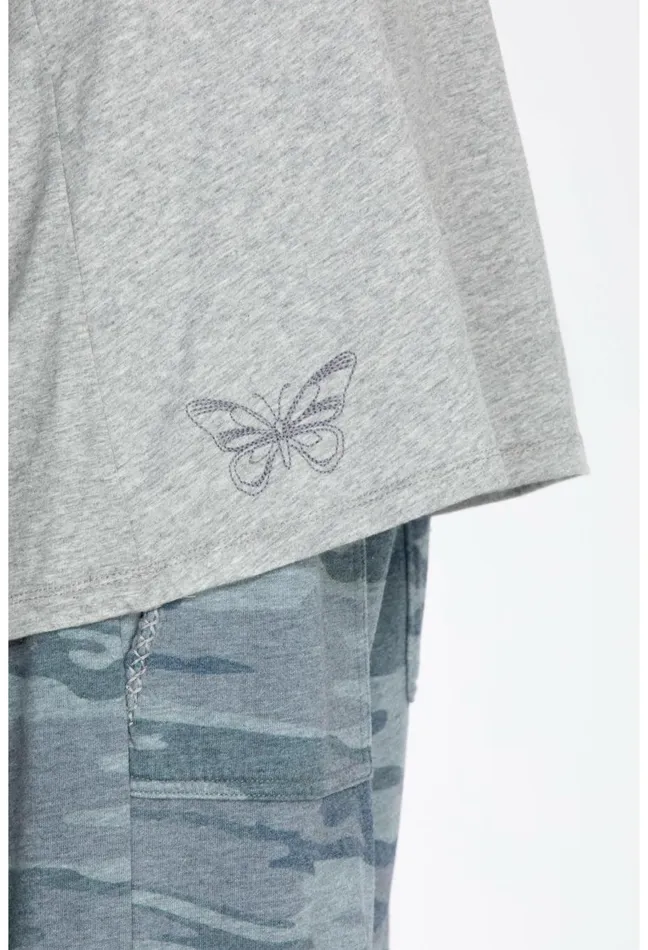 Women Johnny Was Tops SS VNeck Layering Tee Heather Grey