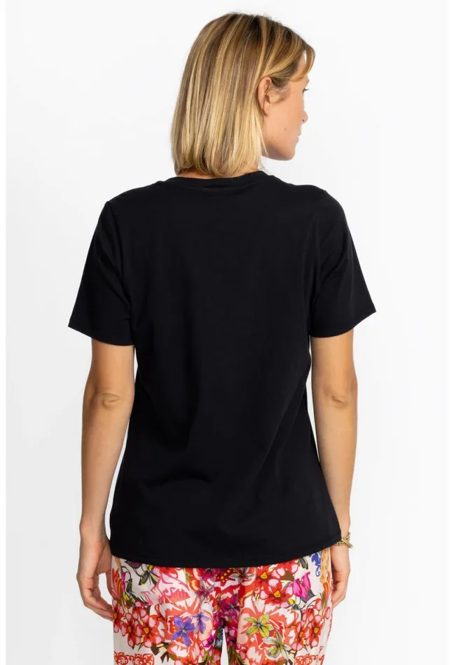 Women Johnny Was Tops Short Sleeve VNeck Layering Tee Black