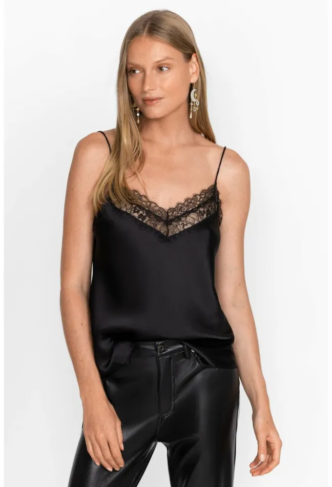 Women Johnny Was Tops Skye Silk Cami Black