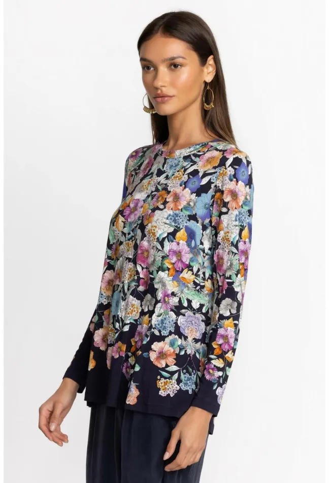 Women Johnny Was Tops The Janie Favorite Long Sleeve Crew Neck Swing Tee Falldance