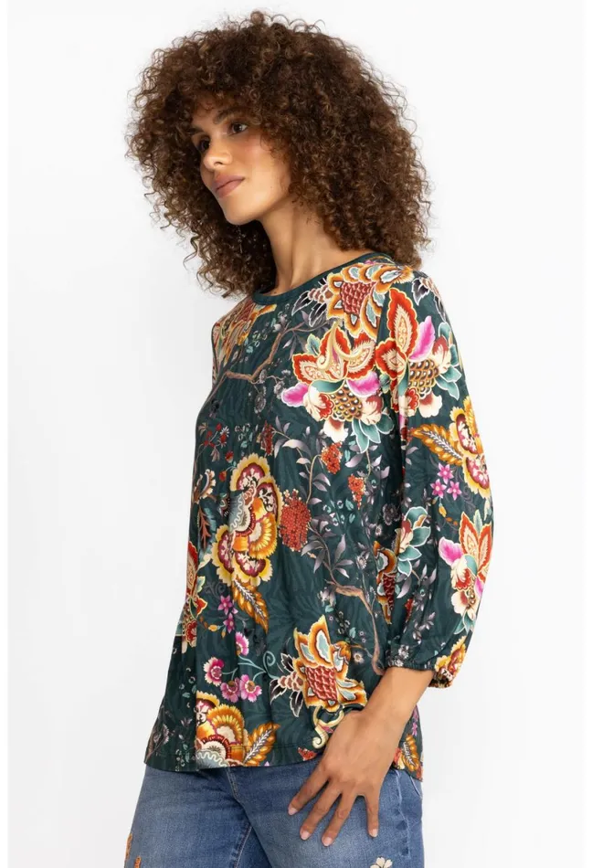 Women Johnny Was Tops The Janie Favorite Puff Sleeve Knit Tee Orizaba
