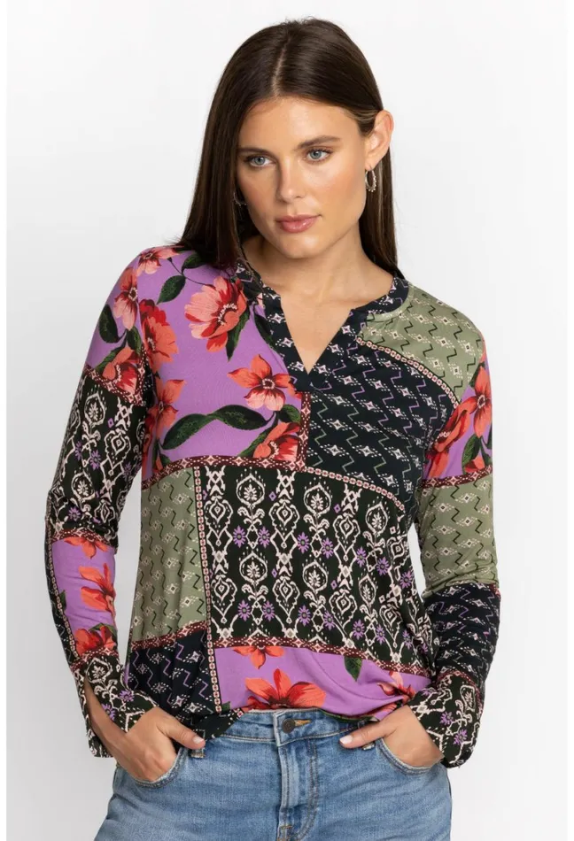 Women Johnny Was Tops Zanda Split Neck Top Multi