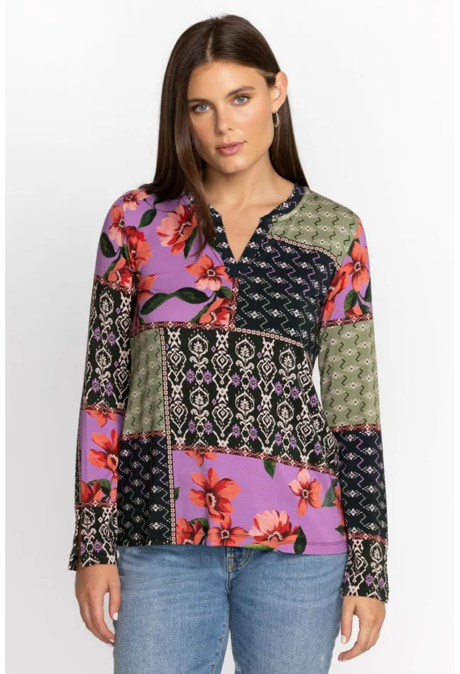 Women Johnny Was Tops Zanda Split Neck Top Multi