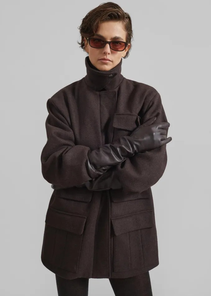 Women Jorna Long Leather Gloves 8211 Brown The Frankie Shop