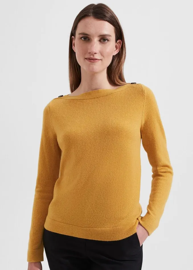Women Jumpers and Cardigans Hobbs Brinley Wool Cashmere Jumper Golden Yellow