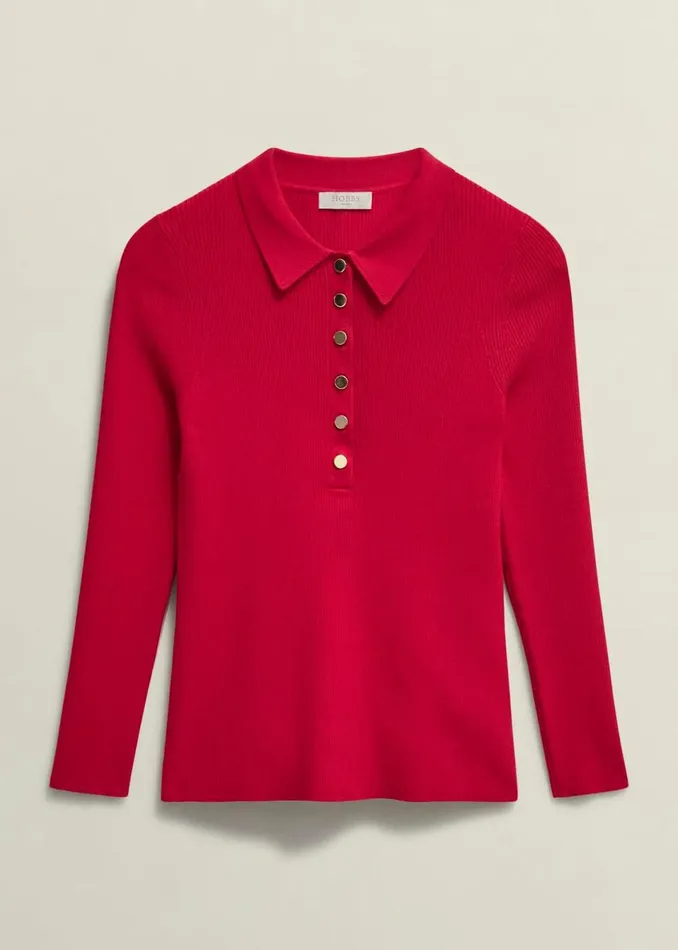 Women Jumpers and Cardigans Hobbs Fara Knitted Shirt Rowan Red