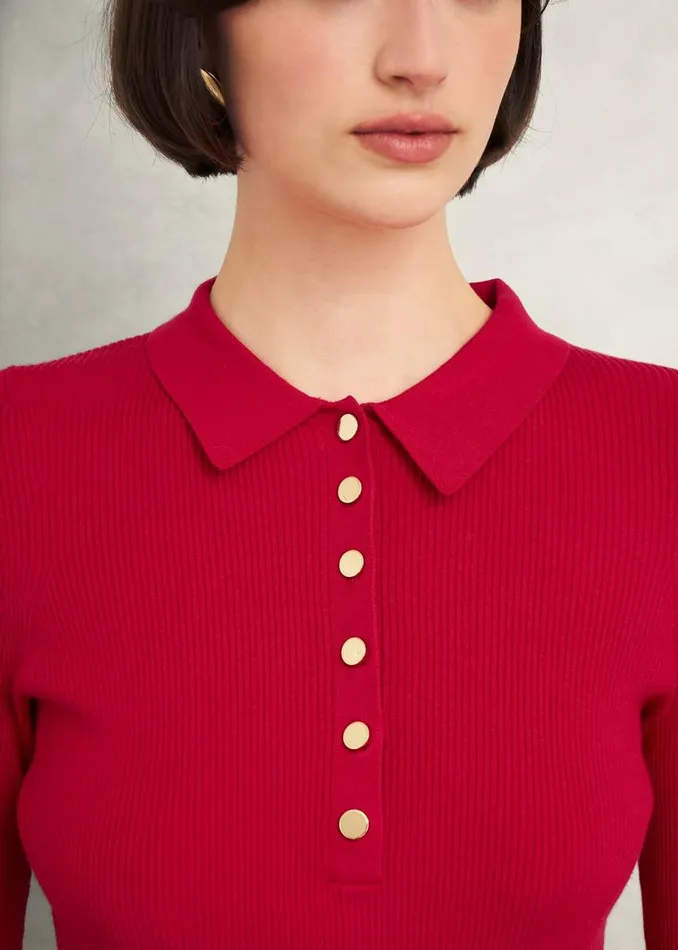 Women Jumpers and Cardigans Hobbs Fara Knitted Shirt Rowan Red