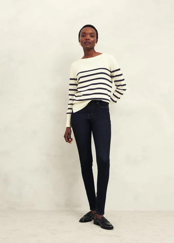 Women Jumpers and Cardigans Hobbs Larina Cashmere Stripe Jumper Ivory Navy