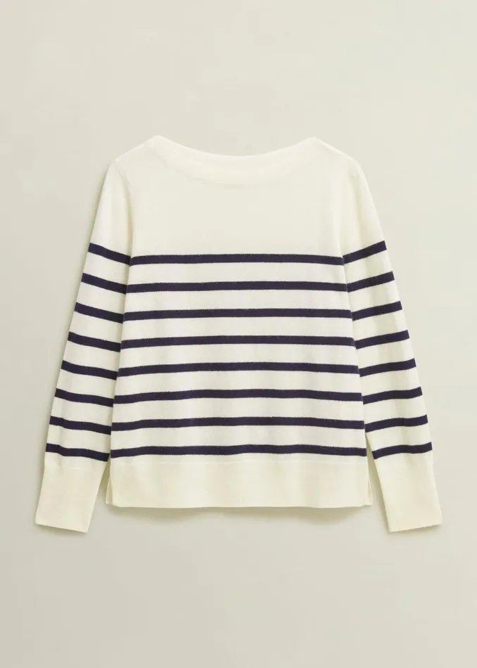 Women Jumpers and Cardigans Hobbs Larina Cashmere Stripe Jumper Ivory Navy