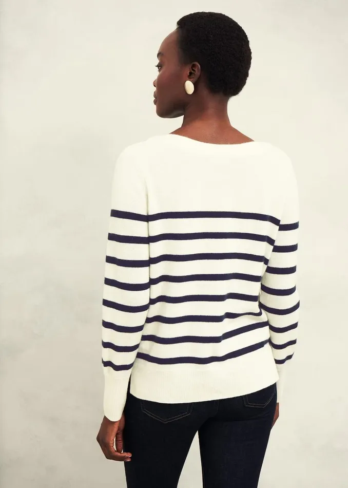 Women Jumpers and Cardigans Hobbs Larina Cashmere Stripe Jumper Ivory Navy