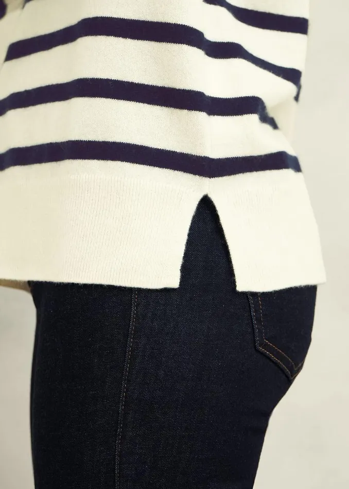 Women Jumpers and Cardigans Hobbs Larina Cashmere Stripe Jumper Ivory Navy