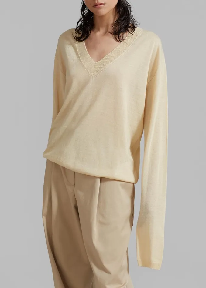 Women Juro VNeck Knit 8211 Butter The Frankie Shop Knitwear