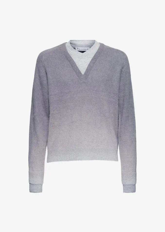 Women Jw Anderson VNeck Gradient Jumper 8211 Dark Grey The Frankie Shop Knitwear