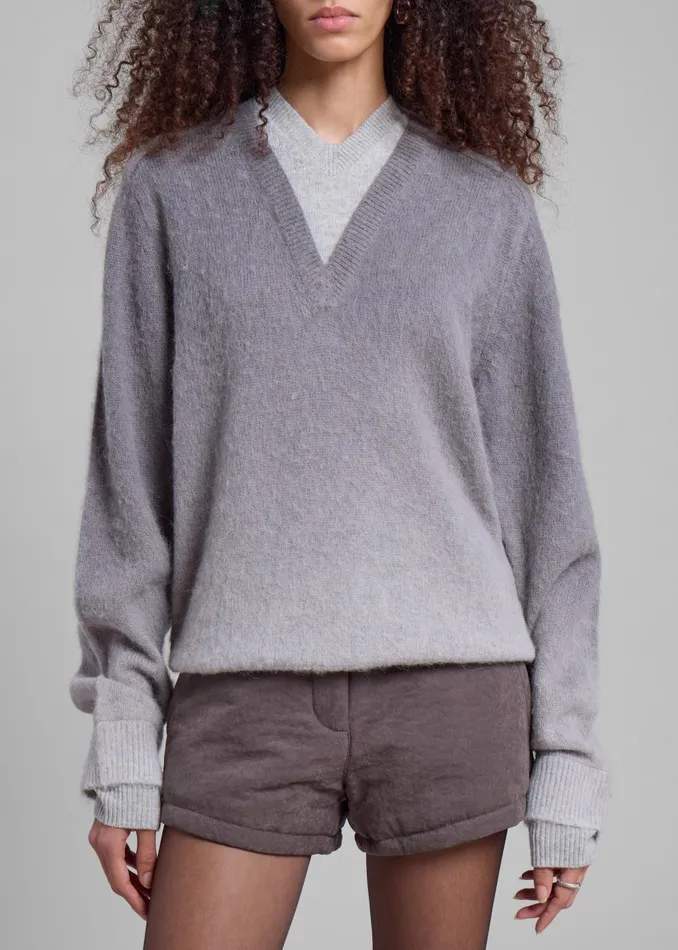 Women Jw Anderson VNeck Gradient Jumper 8211 Dark Grey The Frankie Shop Knitwear