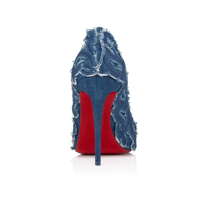 Women Kate Toile Denim Brod 100 Mm Pumps 8211 Denim Embroidered 8211 Denim Christian Louboutin Pumps