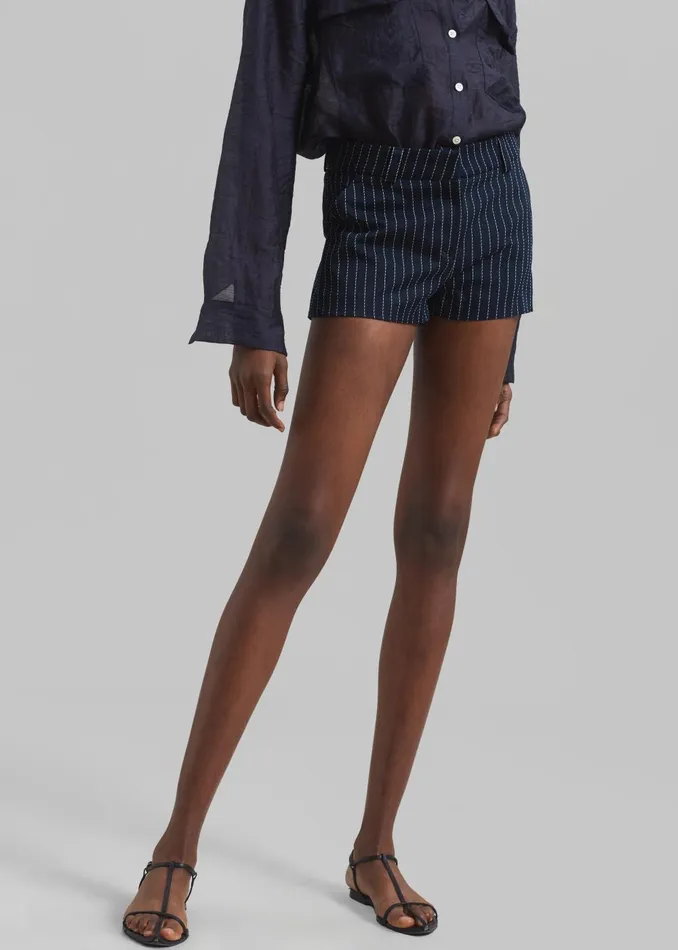 Women Kate Twill Mini Shorts 8211 NavyWhite Pinstripe The Frankie Shop Bottoms
