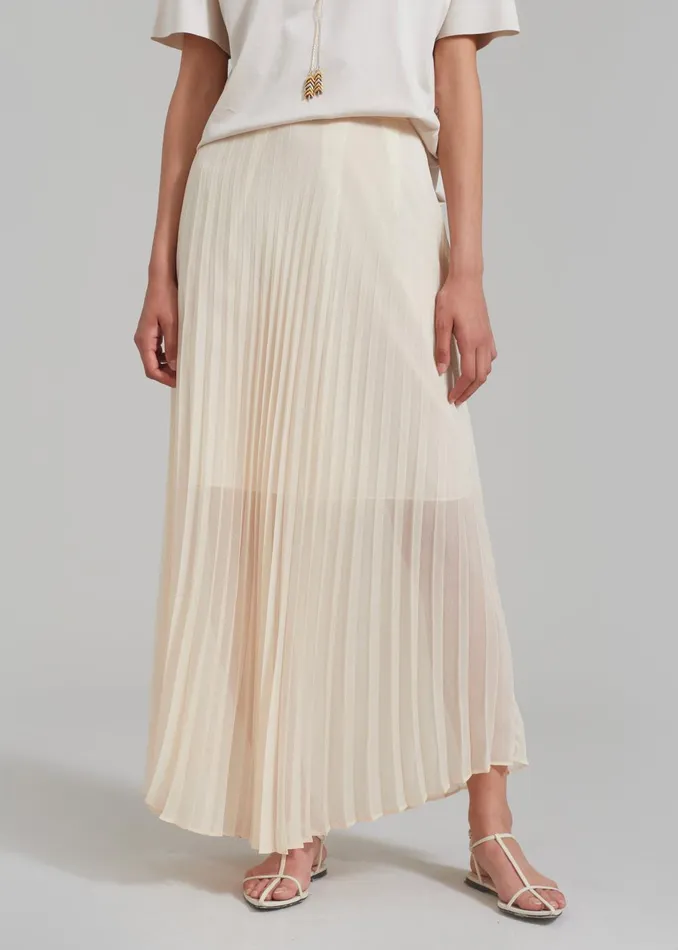 Women Kaya Pleated Maxi Skirt 8211 Beige The Frankie Shop Bottoms