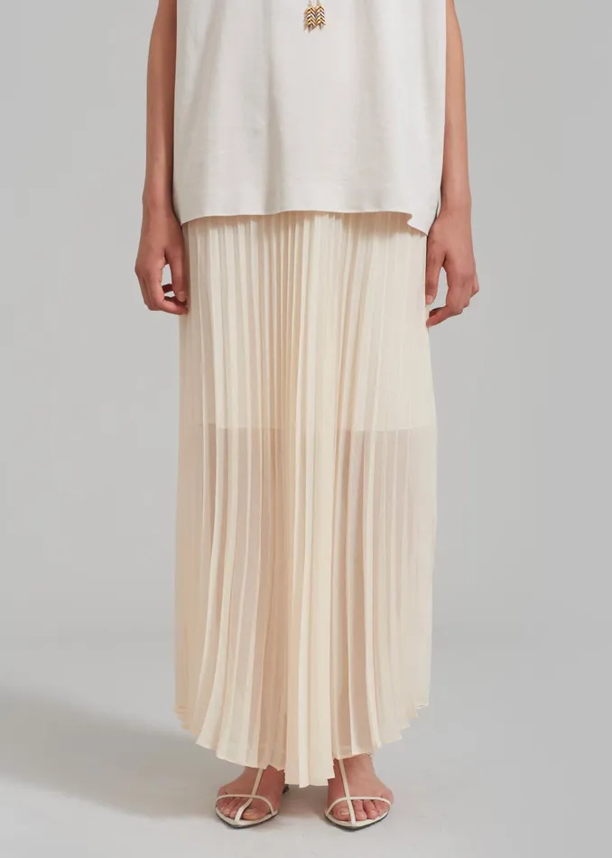 Women Kaya Pleated Maxi Skirt 8211 Beige The Frankie Shop Bottoms