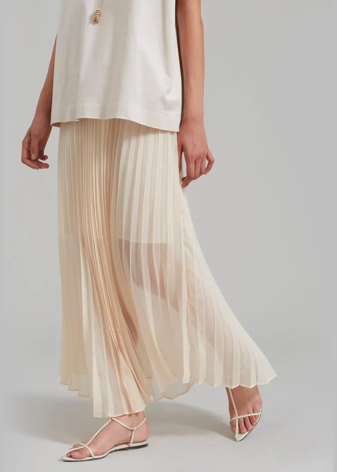 Women Kaya Pleated Maxi Skirt 8211 Beige The Frankie Shop Bottoms