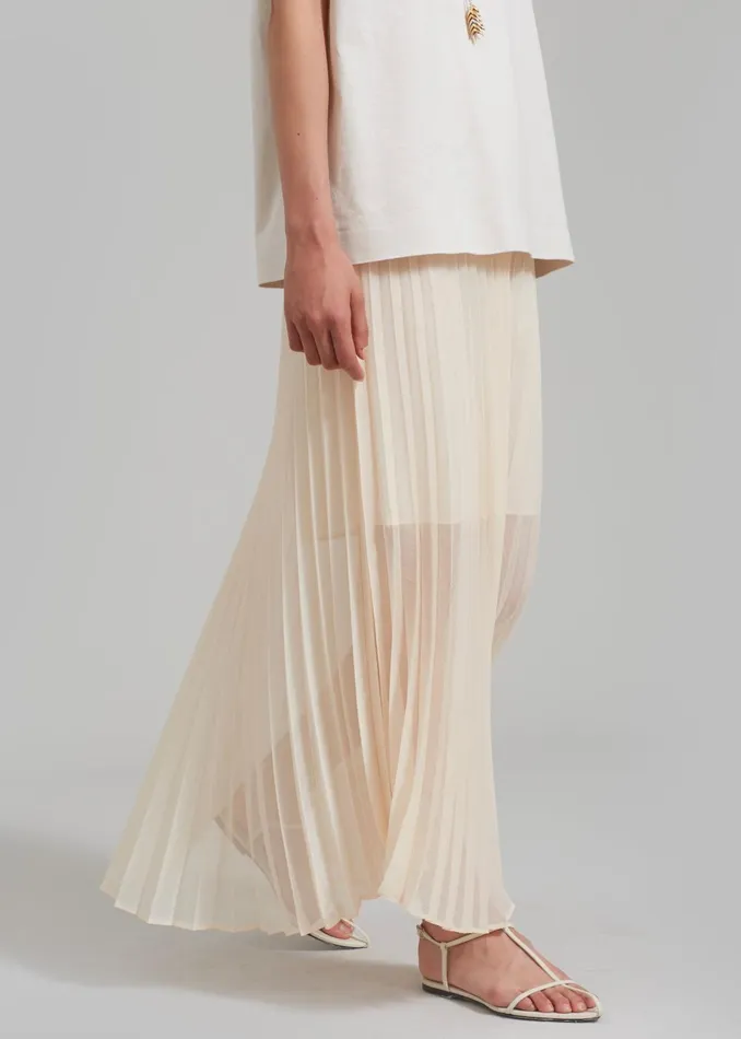 Women Kaya Pleated Maxi Skirt 8211 Beige The Frankie Shop Bottoms