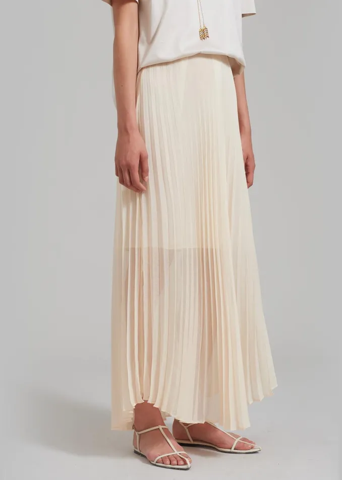 Women Kaya Pleated Maxi Skirt 8211 Beige The Frankie Shop Bottoms