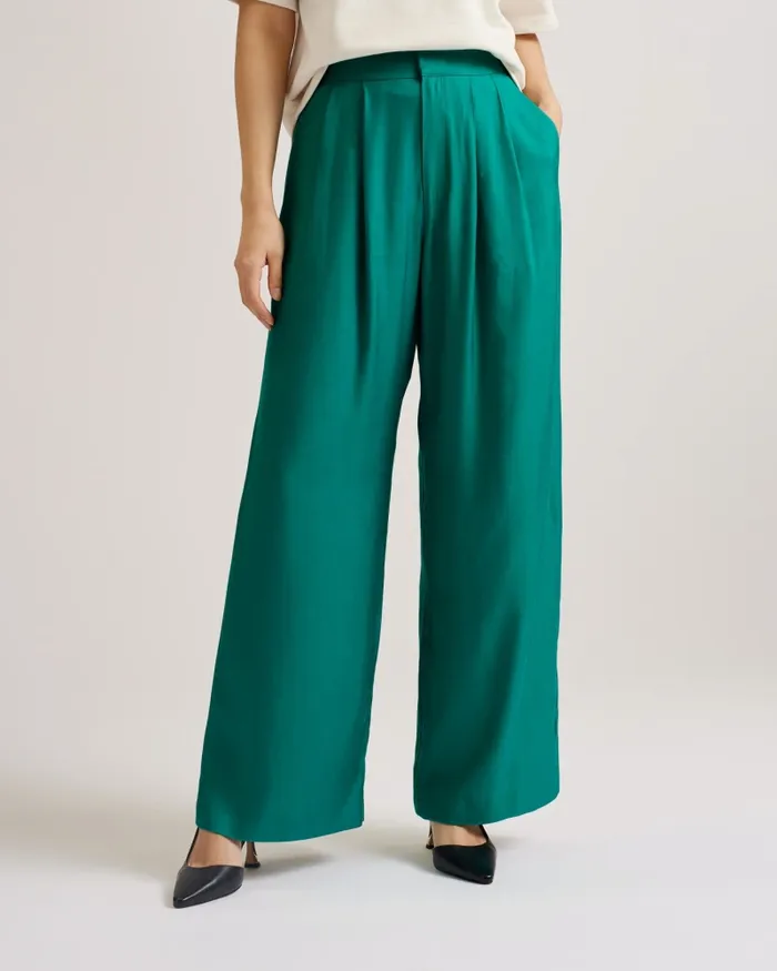 Women KRISSI 8211 Wide Leg Trousers Green Ted Baker Trousers and Shorts