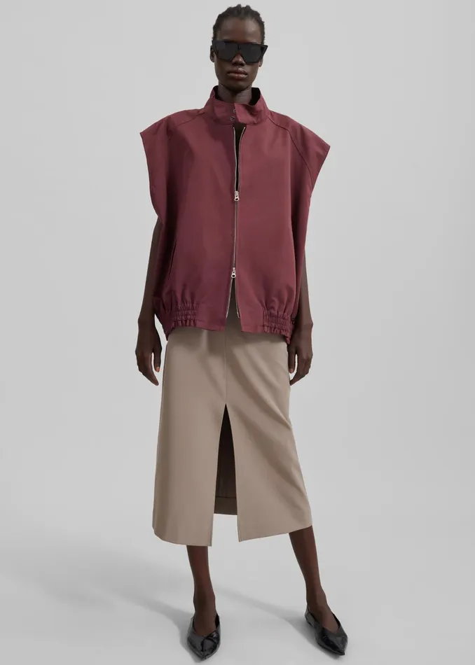 Women Lance Sleeveless Bomber Jacket 8211 Burgundy The Frankie Shop Outerwear