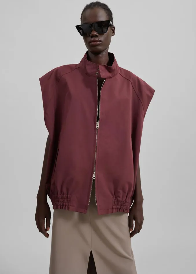 Women Lance Sleeveless Bomber Jacket 8211 Burgundy The Frankie Shop Outerwear