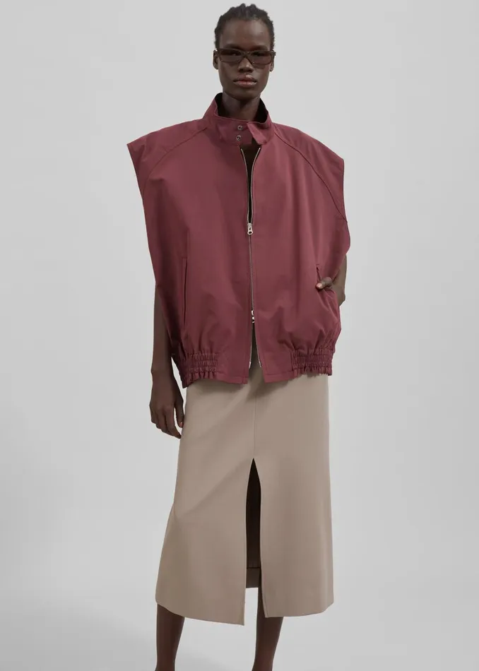 Women Lance Sleeveless Bomber Jacket 8211 Burgundy The Frankie Shop Outerwear