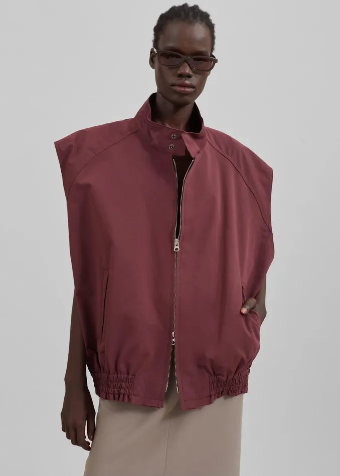 Women Lance Sleeveless Bomber Jacket 8211 Burgundy The Frankie Shop Outerwear