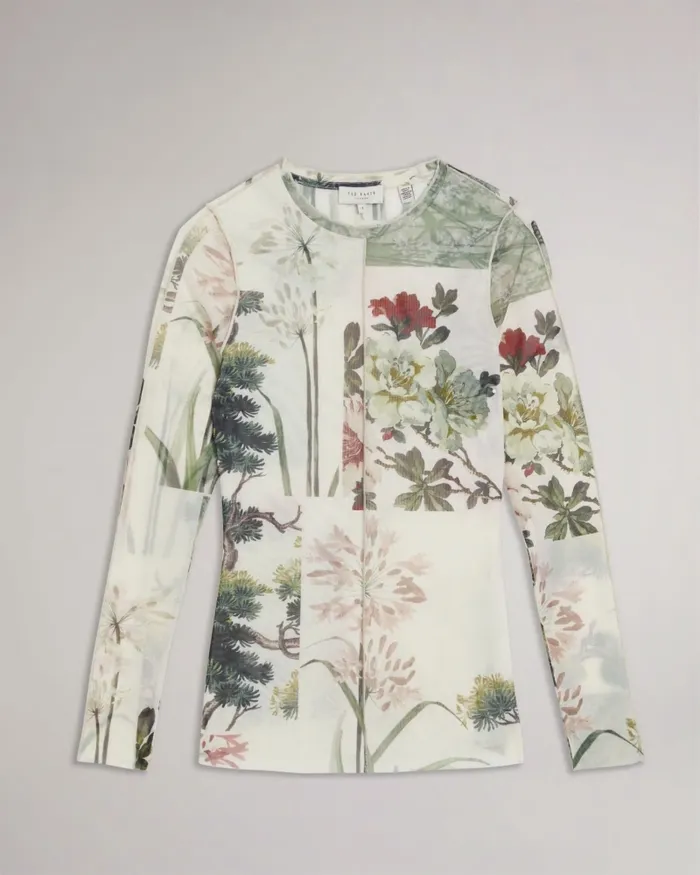 Women LAREANA 8211 Mesh Top With Baby Lock Seams White Ted Baker Tops and Blouses