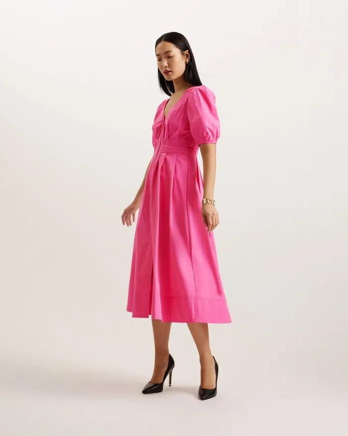 Women LEDRA 8211 Puff Sleeve Pleated Midi Dress Purple Ted Baker Dresses Women LEDRA 8211 Puff Sleeve Pleated Midi Dress Purple Ted Baker Dresses