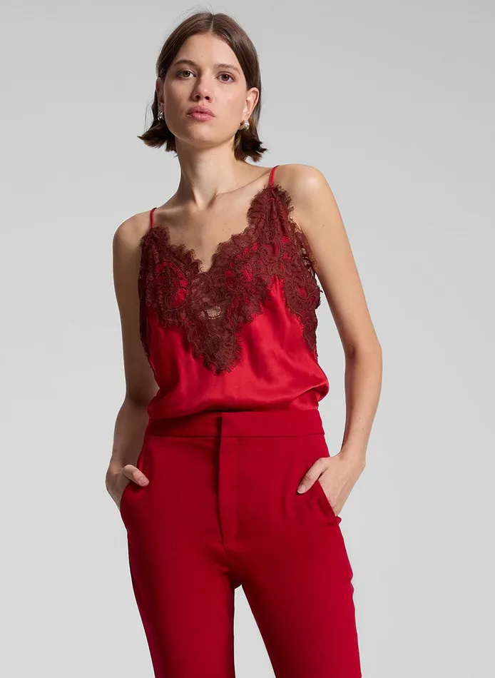 Women Lennon Satin And Lace Camisole Top Really Redbosco ALC Tops