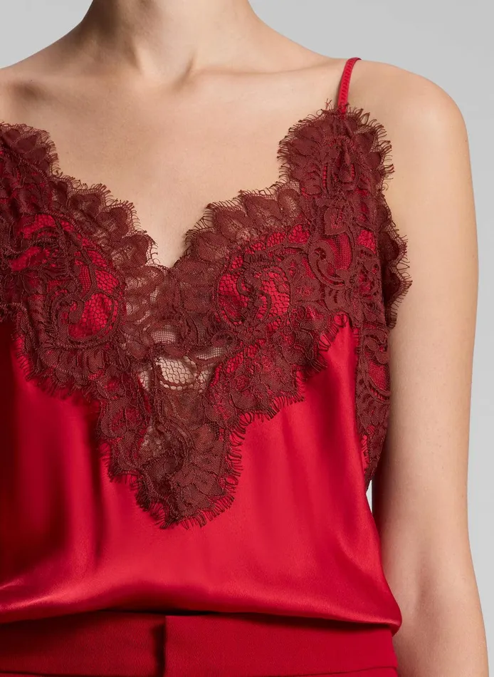 Women Lennon Satin And Lace Camisole Top Really Redbosco ALC Tops