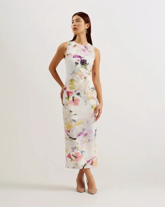 Women LILYHA 8211 Floral Scuba Bodycon Midi Dress White Ted Baker Dresses Women LILYHA 8211 Floral Scuba Bodycon Midi Dress White Ted Baker Dresses